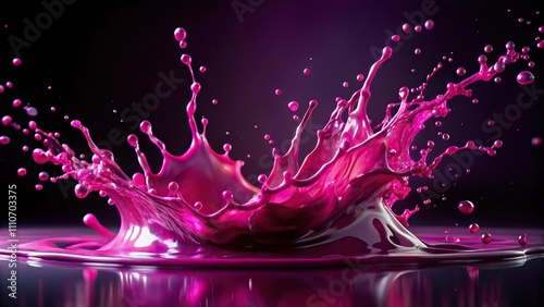 Colorful dripping magenta liquid splashes onto a dark background creating an abstract and artistic effect, coloredfun, artisticexpression, uniqueart photo