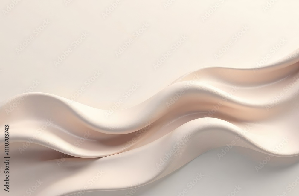 Fototapeta premium Smooth, metallic waves in neutral colors. Poster, banner and wallpaper background design