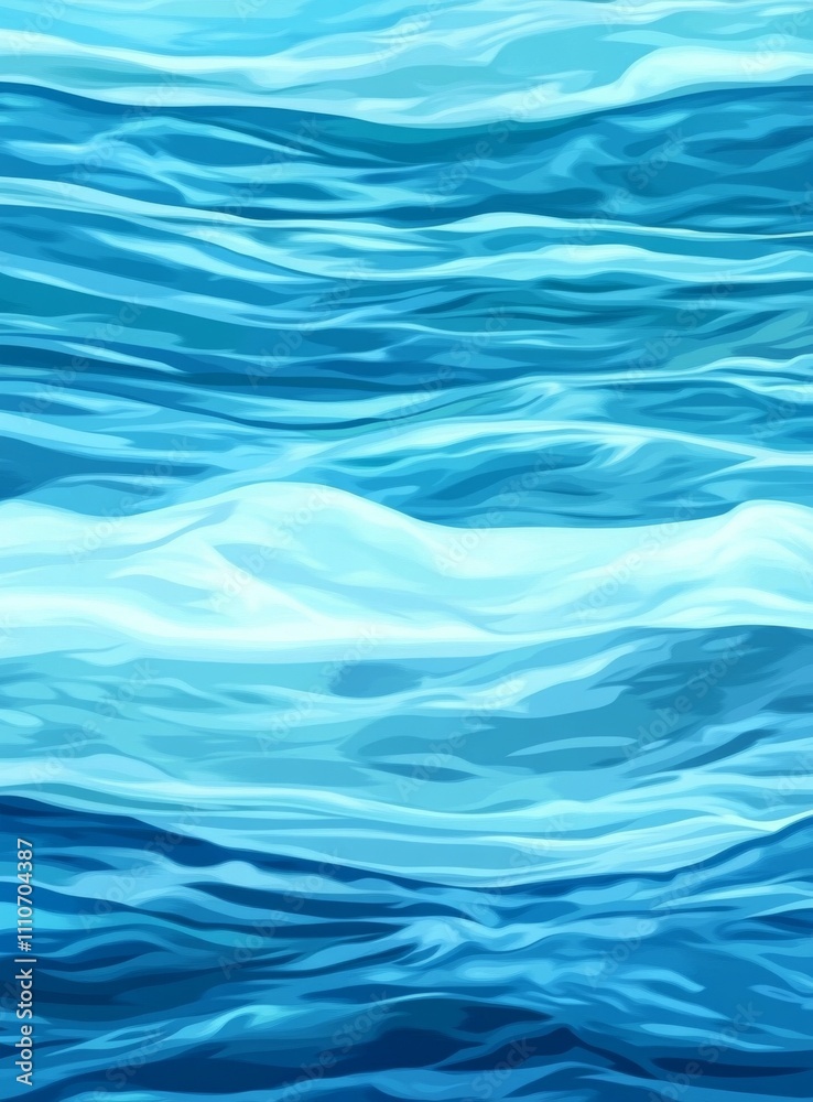 Calm ocean surface with gently lapping waves in shades of blue and white, creating a serene and dynamic background for underwater scenes. Calm ocean surface with gently lapping waves in shades of blue and white, creating a serene and dynamic background for underwater scenes.