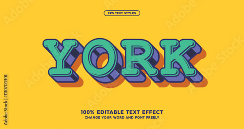 York: Retro-inspired text styles with a youthful, colorful flair. Perfect for playful branding and creative projects. Fully editable for maximum flexibility.v