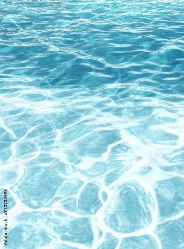 Fototapeta premium Calm ocean surface with gently lapping waves in shades of blue and white, creating a serene and dynamic background for underwater scenes.