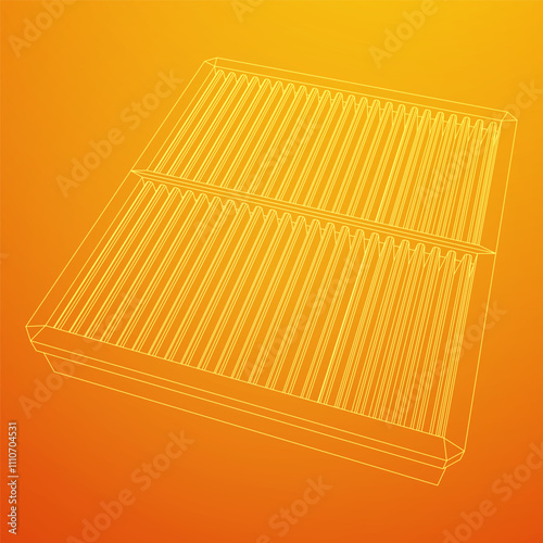 Car engine air filter. Auto spare part. Car care service maintenance. Wireframe low poly mesh vector illustration.