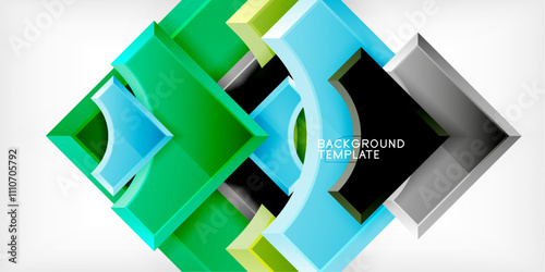 Square, arrow shapes with round elements Vector Illustration For Wallpaper, Banner, Background, Card, Book Illustration, landing page