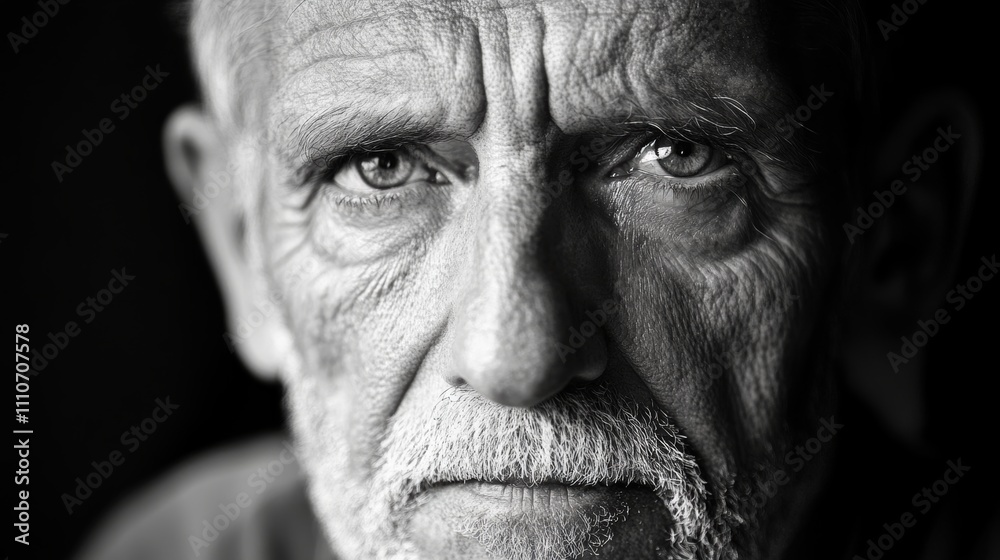 Black and white portrait capturing timeless expression Black and white portrait capturing timeless expression