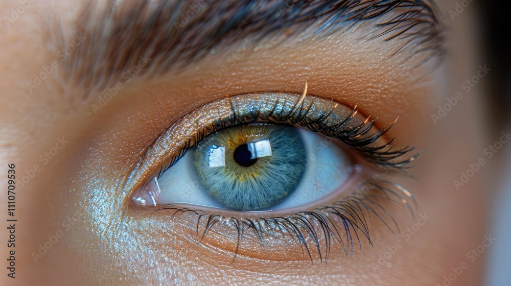 Fototapeta premium A close-up of a human eye showcasing vibrant colors and intricate details.