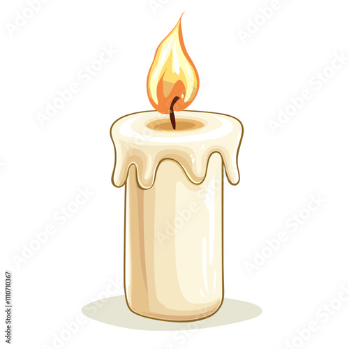 vector burning candle on white background . Generative AI