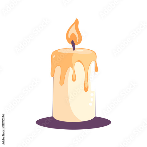 vector burning candle on white background . Generative AI