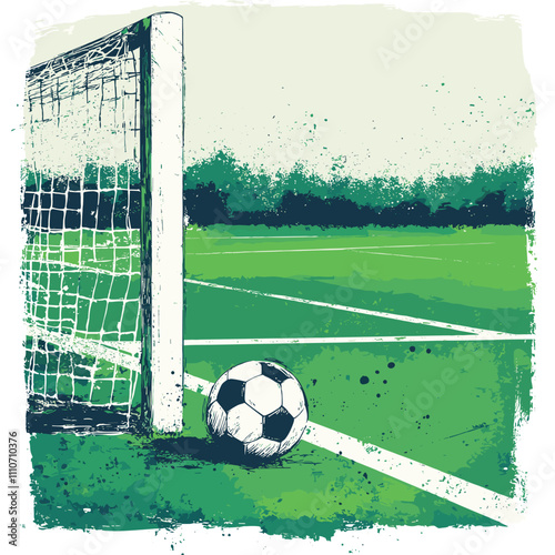 vector soccer goal with ball . Generative AI