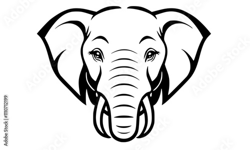 Elephant head minimalistic black silhouette vector icon. 