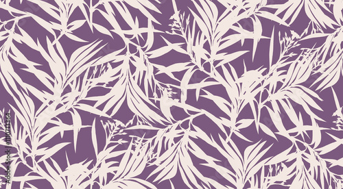 Abstract seamless pattern with plants, herbs and flowers