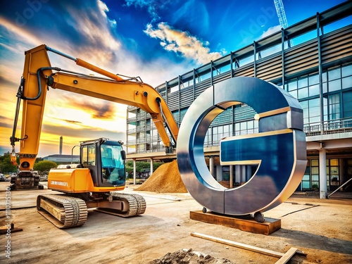 G Letter Excavator Logo Template Showcasing Architectural Design for Construction Business Identity and Branding photo