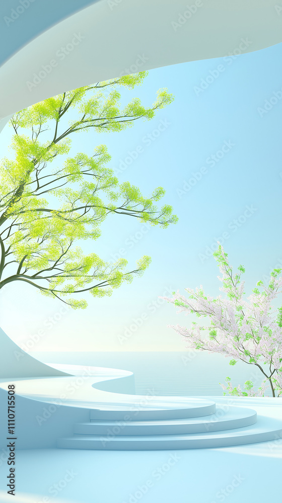 Obraz premium illustration of an background with water and trees