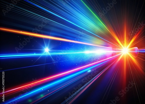 Glowing Flash of Light and High-Speed Police Line Effect with Laser Beam, Captivating Visuals for Dynamic Action and Energy Themes in Stock Photography