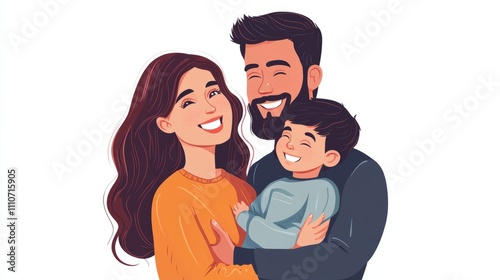 Smiling Family: Parents and Child