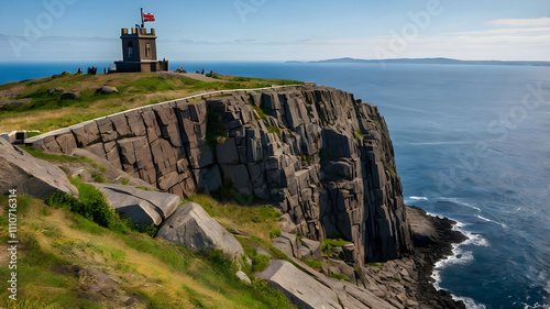 St. John's Signal Hill and the Sea Cliffs of Newfoundland , the strategic military importance of the cliffs at Signal Hill in St. John’s, Newfoundland ai photo