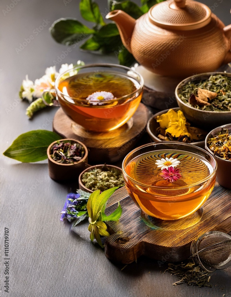 Beautiful herbal teas with copy space Beautiful herbal teas with copy space