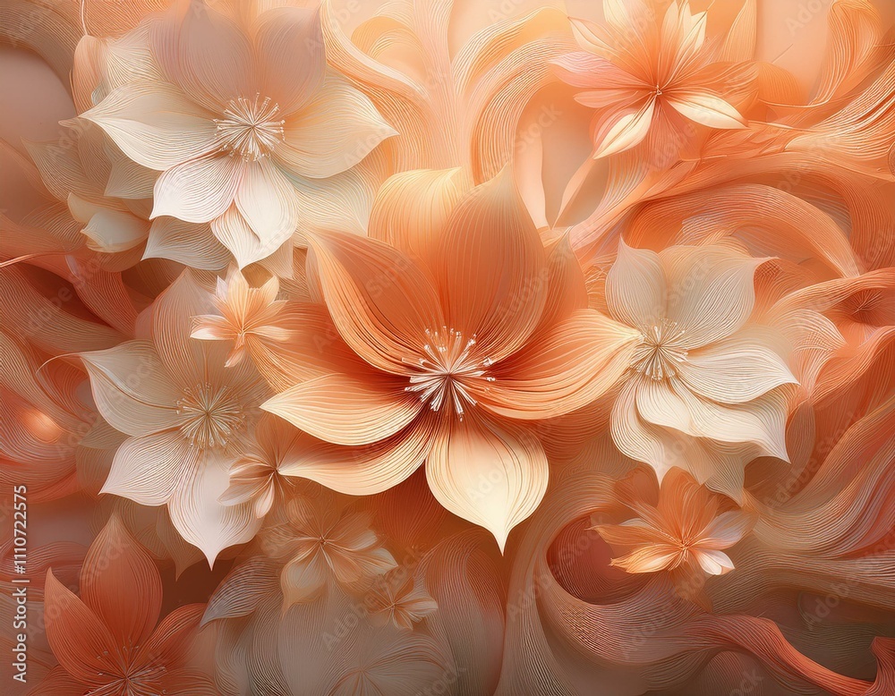 Flowers background in peach fuzz color Flowers background in peach fuzz color