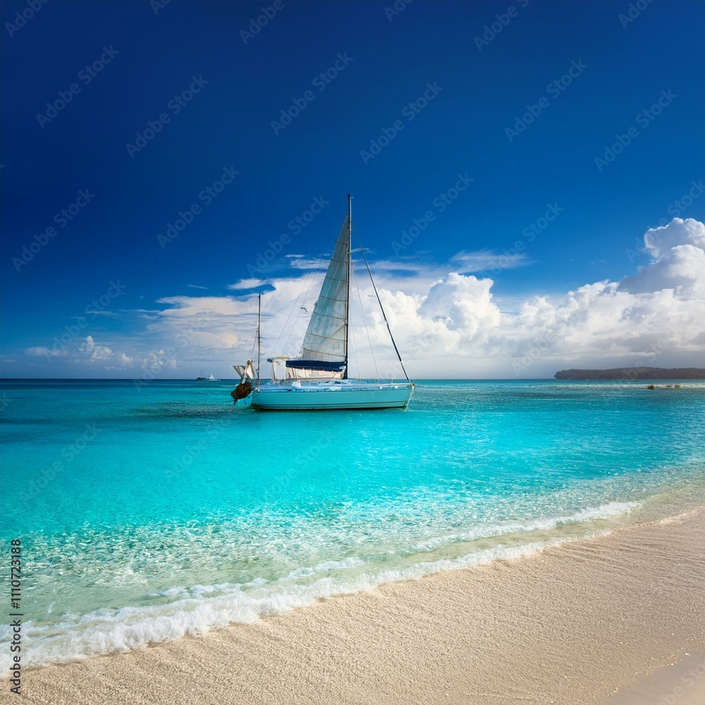 Obraz premium beautiful beach sailing boat yacht