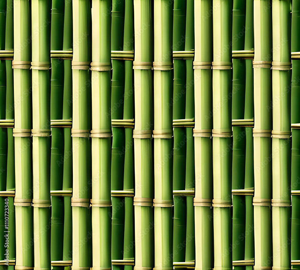 Fototapeta premium background collage of green bamboo fence surface texture. Background for banner, backdrop or texture mapping.generative ai
