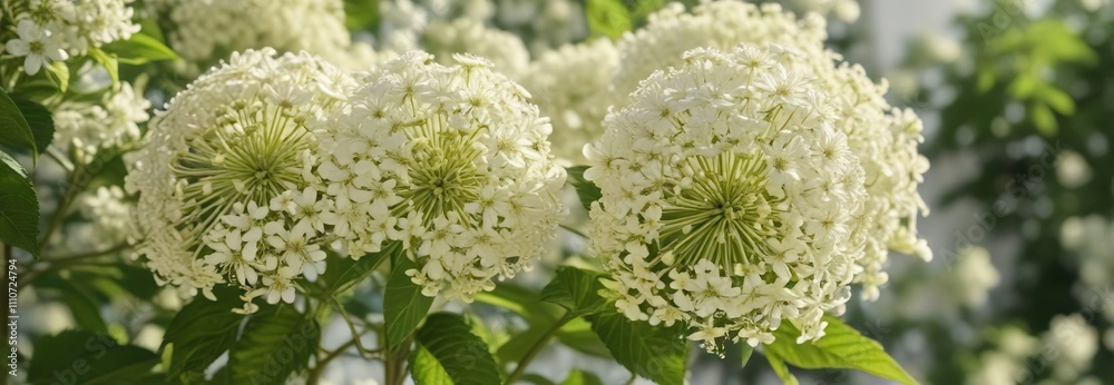 Cream-colored elderflower against a blurred flower background, garden, soft focus Cream-colored elderflower against a blurred flower background, garden, soft focus