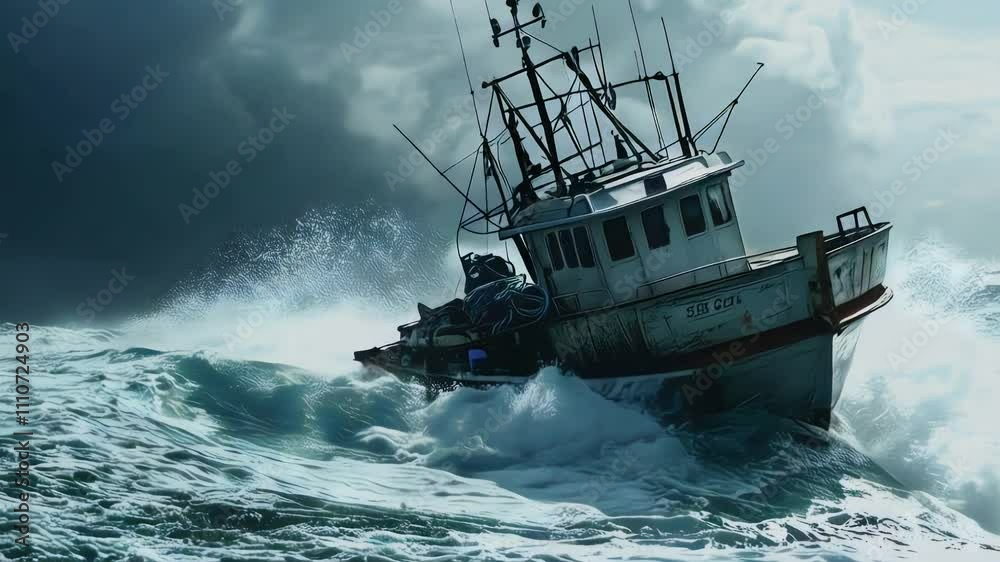 Epic Stormy Seas: Fishing Boat Battling Huge Waves - Dramatic Ocean Footage Epic Stormy Seas: Fishing Boat Battling Huge Waves - Dramatic Ocean Footage