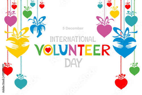 International Volunteer Day. 5 December. Volunteer day concept. Charity. Vector illustration