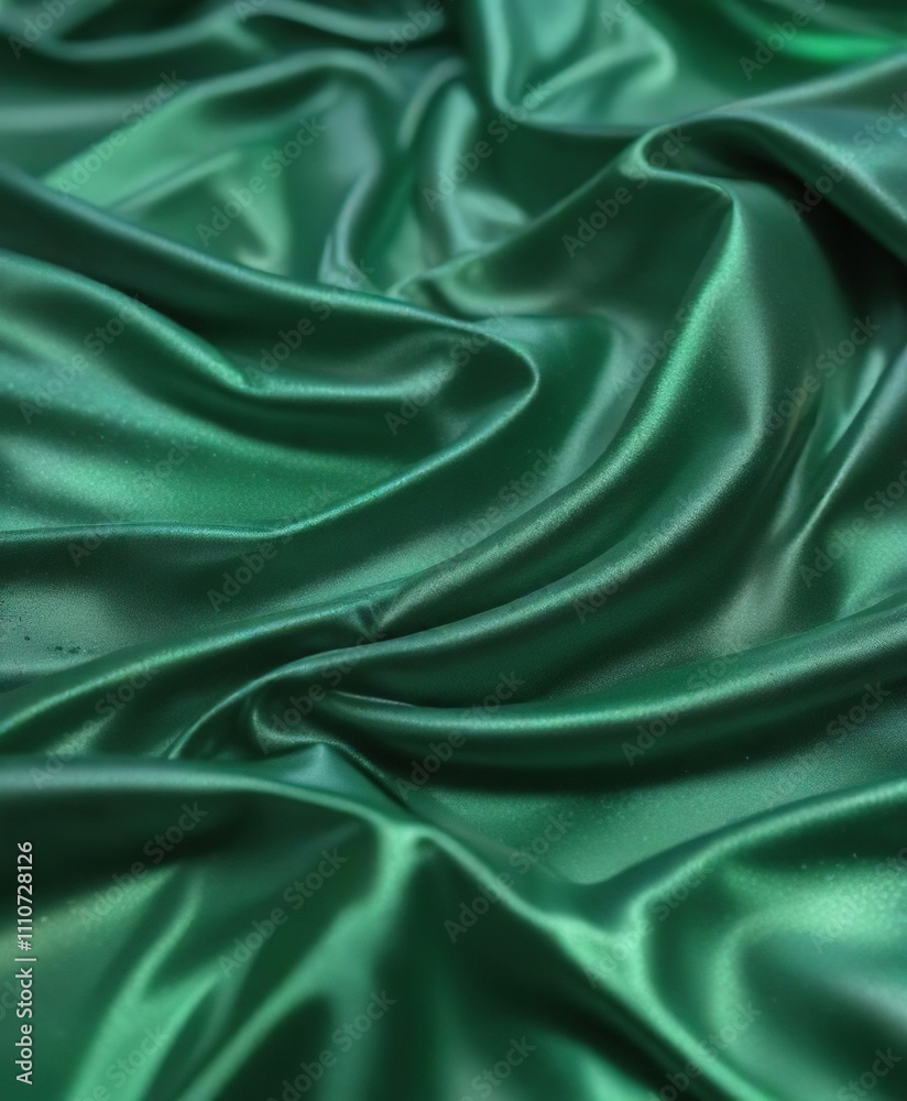 Fototapeta premium Iridescent effect on an abstract green fabric with shimmering texture, fabric, copy space