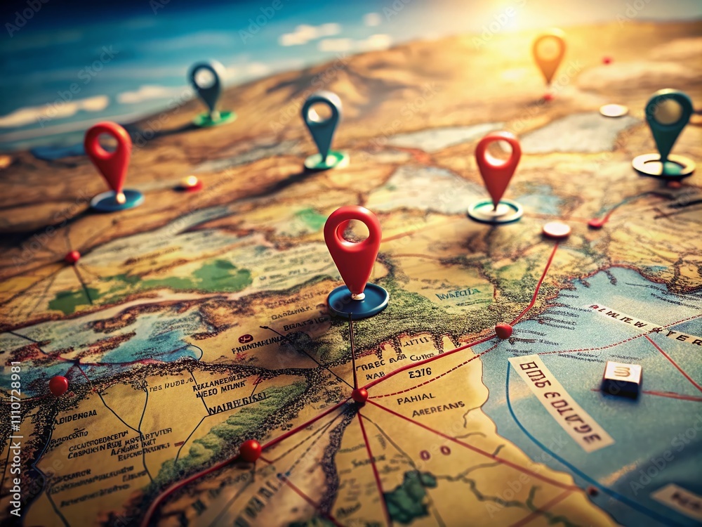 Location Marking with a Pin on a Map: A Journey of Adventure, Discovery, and Navigation Through Routes and Geography for Travel and Logistics Concepts Location Marking with a Pin on a Map: A Journey of Adventure, Discovery, and Navigation Through Routes and Geography for Travel and Logistics Concepts