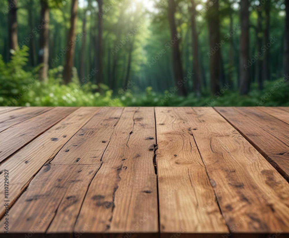 Macro shot of wooden table top with blurred forest behind, forest, blur, top Macro shot of wooden table top with blurred forest behind, forest, blur, top