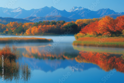 autumn landscape with lake