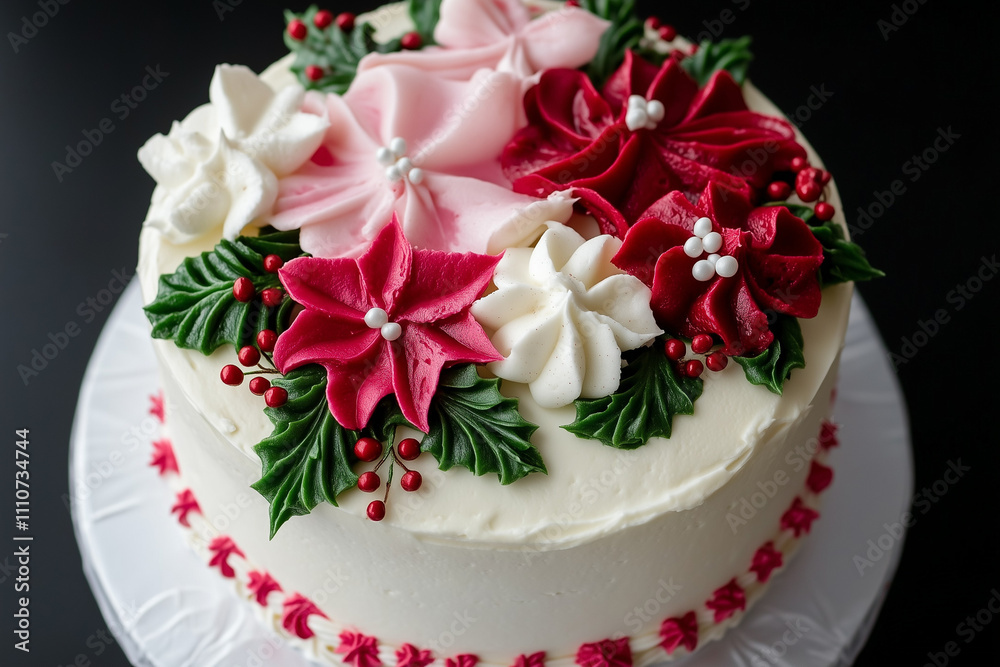 Cake with many details and whipped cream Cake with many details and whipped cream