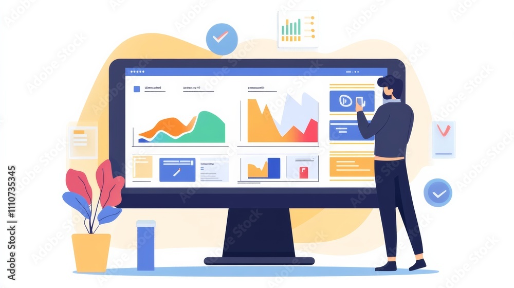 Obraz premium Real-time predictive analytics, responsive data charts, fast data metrics