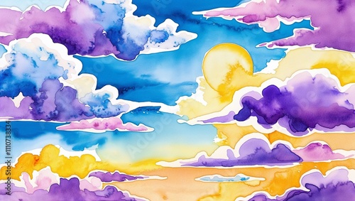 Ethereal Dusk: Abstract Watercolors of a Sunset Sky