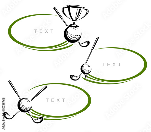 Golf frame set. Collection icons golf. Vector