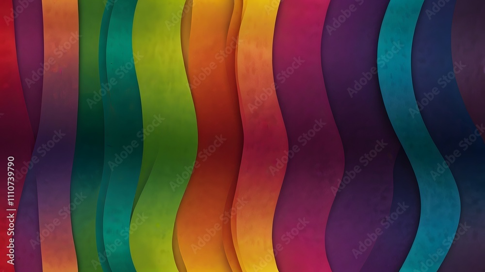 Obraz premium An abstract background texture featuring a spectrum of colors in a smooth wavy line pattern, ideal for vibrant designs