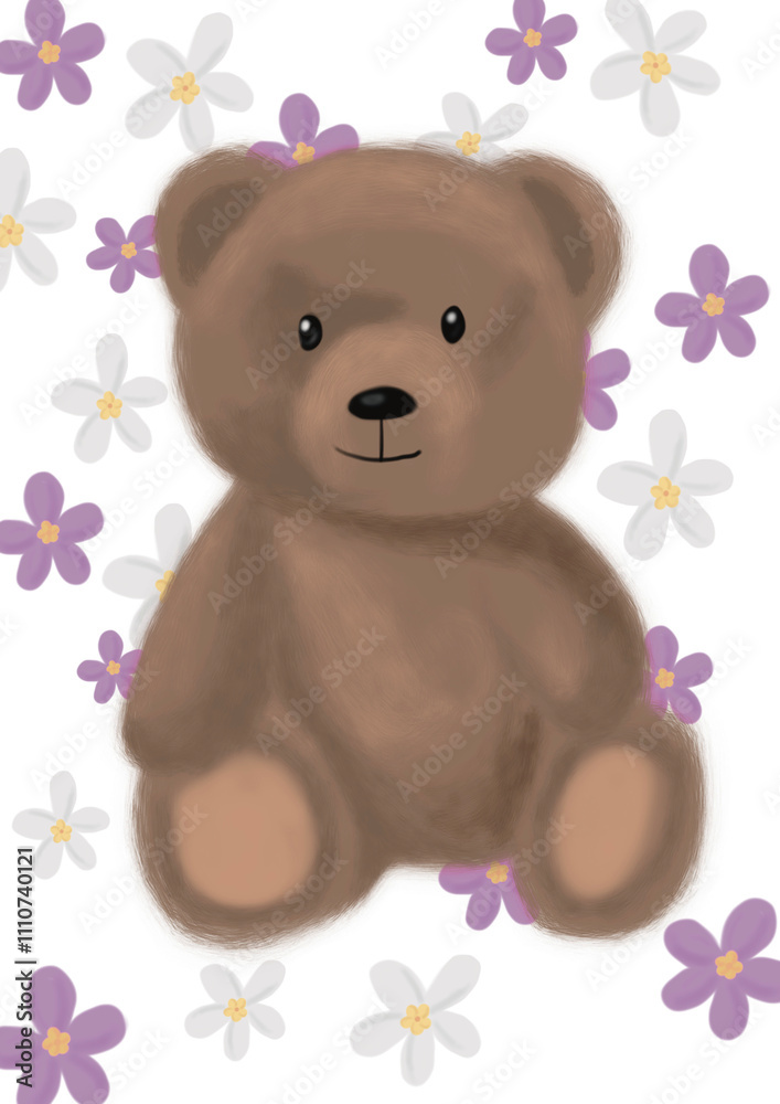 Obraz premium teddy bear with flowers