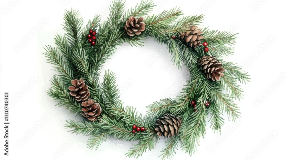 Christmas Wreath with Pine Cones and Berries Christmas Wreath with Pine Cones and Berries