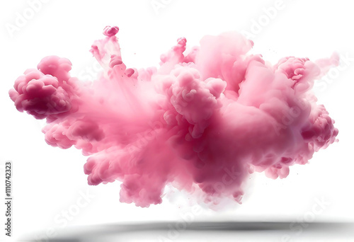 Colorful pink red rainbow smoke paint explosion, color fume powder splash, motion of liquid ink dye in water photo