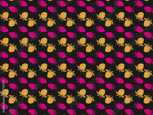 Vibrant Strawberry Motif, Perfect for adding a touch of vintage sweetness to any design project