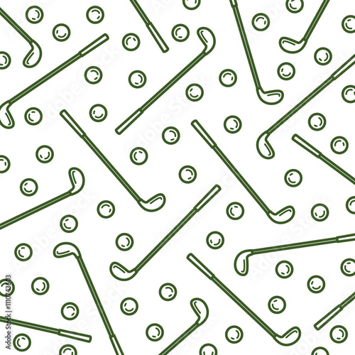 Golf background, pattern set. Collection icons golf. Vector