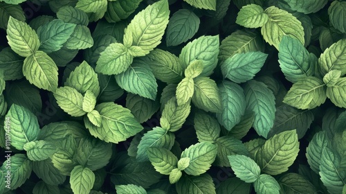 Green Mint Leaves Texture Background - Natural Pattern Design