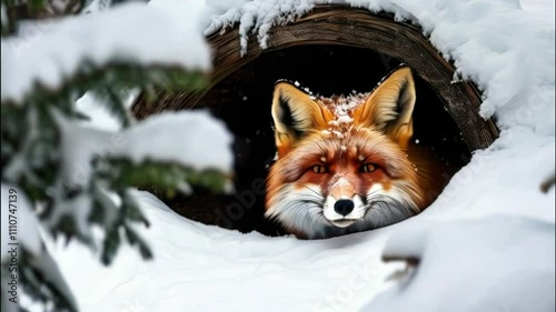 Majestic Red Fox in Winter Wonderland: Stunning 4K Footage