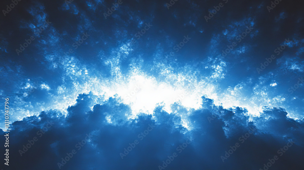 Obraz premium brilliant sunlight piercing dark blue clouds