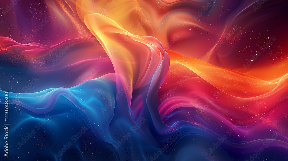 Fototapeta premium Abstract Swirl of Neon Colors with Geometric Patterns in Futuristic Style