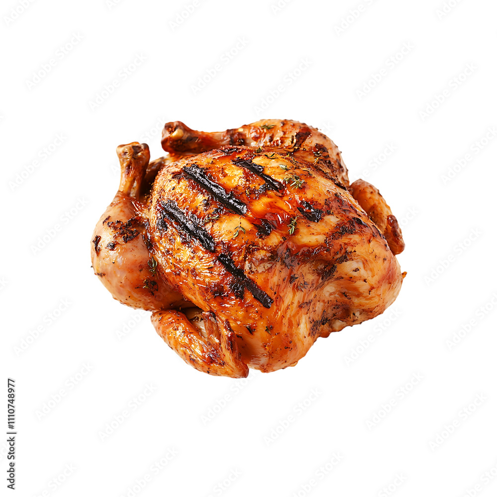 Roasted Chicken isolated on a transparent background. Grilled Chicken