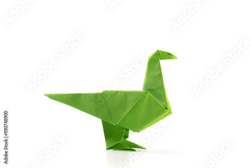 Paper dove on a white background. Origami bird.