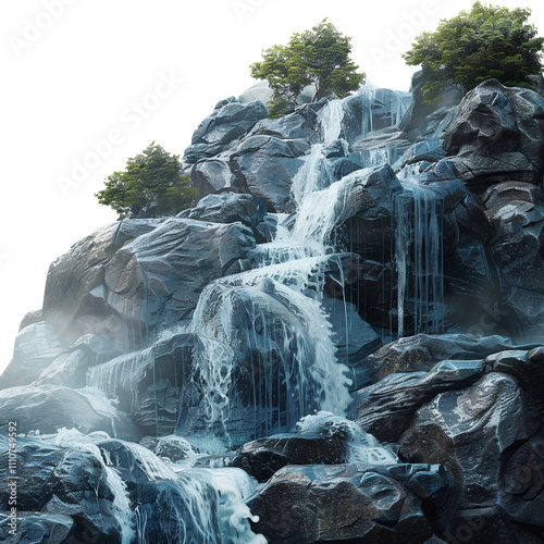 Majestic Waterfall Cascading Down Rocky Cliffs