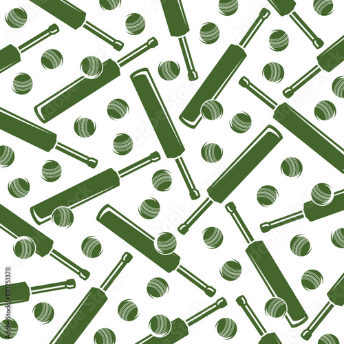 Cricket and soccer background, pattern set. Collection icons cricket. Vector