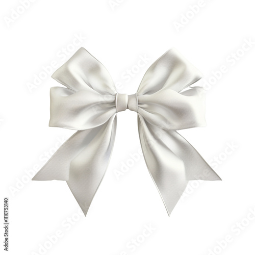 White Satin Bow on Transparent Background