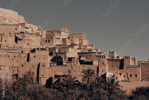 old sand fortifications in the old ancient city of Ben Hadou photo